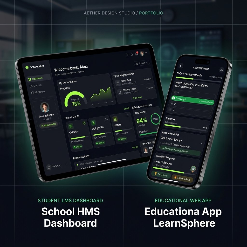 LMS dashboard and educational web application UI design